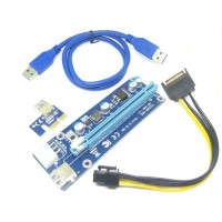 USB 3.0 Pcie PCI-E Express 1x to 16x Mining Extender Riser Adapter 15-6Pin Cable