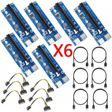 6 PCS USB 3.0 Pcie PCI-E Express 1x To 16x Extender Riser Card Adapter BTC Cable