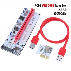 60cm PCI-E 1X to 16X Riser Card VER008S USB 3.0 Adapter Extender Board BTC Miner