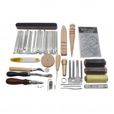 59PCS Leather Craft Tools Kit Set For Hand Stitching Sewing Punch Carving Stamp