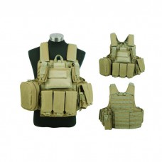 Tactical Molle Plate Carrier Combat Vest Magazine Pouch Military Hunting Tan