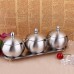 Stainless Steel Condiment Pot Kit Seasoning Jar Holder Salt Sugar Container Kitchen