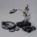 10X Desktop Optical Magnifier Adjustable Magnifying Glass with LED Light Hand Clamp Alligator Clip Stand