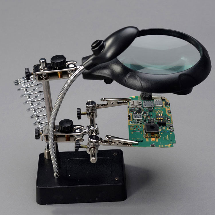 10X Desktop Optical Magnifier Adjustable Magnifying Glass with LED