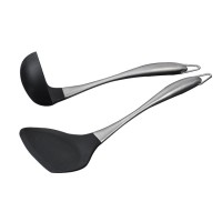 Stainless Steel Silica Gel Shovel Spoon Cream Scraper Spoon Pan Cooking Shovel Tool
