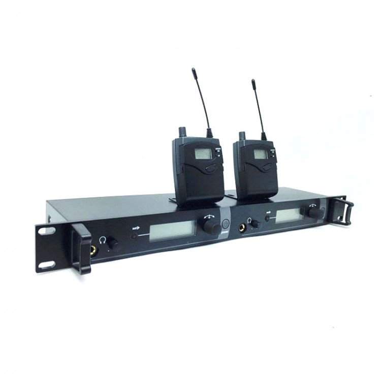 Dual Channel UHF Wireless In Ear Monitor System Transmitter Receiver for Stage Performance 150M