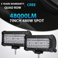 2X Quad Row 7Inch 480W Led Work Light Bar SPOT Offroad Driving 4WD Truck ATV 6"