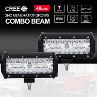 2pcs 7 Inch CREE LED Work Light Bar 3Rows SPOT FLOOD 4x4 Driving Fog Lamps 2x 400W 7"