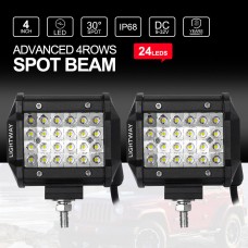 2X 4 inch CREE LED Work Light Bar Quad Rows 240W SPOT 4x4 Car Driving Reverse