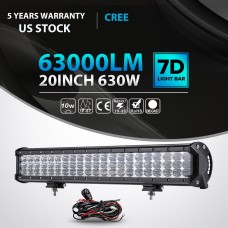 20 Inch 630W Cree TRI Row LED Light Bar Spot Flood Work Lamp UTE ATV 23" 22" 24"