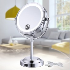 6" LED Lights Makeup Mirror Desktop Double Side Mirror 3X Magnification Bathroom Cosmetic Mirror