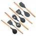 8PCS Wood Handle Silicone Cooking Utensils Set Kitchen Slotted Turner Spatula Spoon Ladle Tools 