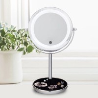 5X LED Lights Makeup Mirror Desktop Double Side Mirror Magnification 7" Bathroom Cosmetic Mirror