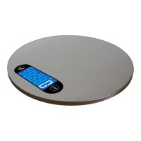 5kg/1g Digital Bilance Food Scale Round Stainless Steel Kitchen Weight Tool LCD Display   