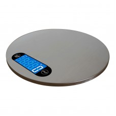 5kg/1g Digital Bilance Food Scale Round Stainless Steel Kitchen Weight Tool LCD Display   