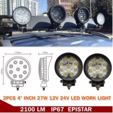 4" 27W LED Work Light Bar for Offroad Boat Car Tractor Truck SUV ATV Flood 12V