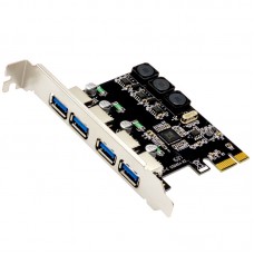 V04S+ USB 3.0 PCI-Express Card for Desktop PC-4 Ports Self-Powered 5Gpbs