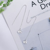 Elegant Ginkgo Leaf Earrings Long Tassel Drop Line Earrings Jewelry Gift Women Girl 