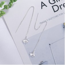 Elegant Ginkgo Leaf Earrings Long Tassel Drop Line Earrings Jewelry Gift Women Girl 