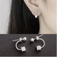 Simple Square Block Studs Earrings Cube Pins Needles Hanging Earrings for Girls