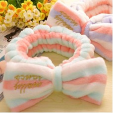 Big Bow Dot Flannel Striped Soft Hair Band Head Wrap Headband Bath Spa Headband Make Up