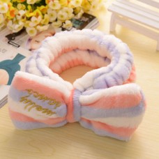 Big Bow Dot Striped Soft Flannel Hair Band Head Wrap Headband Bath Spa Headband Make Up