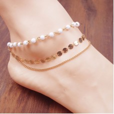 Charm Multilayer Foot Chain Beads Chain Anklet Tassel Chain Women Bracelet Paillette Jewelry