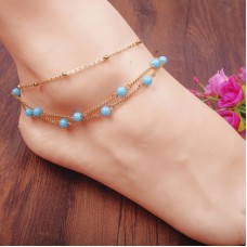 Multilayer Copper Beads Anklets Women Plated Foot Chain Ankle Bracelet Barefoot Jewelry 