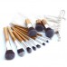 Fashion 11Pcs Bamboo Handle Cosmetic Beauty Make-up Brushes Set Pro Tools