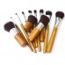 Fashion 11Pcs Bamboo Handle Cosmetic Beauty Make-up Brushes Set Pro Tools