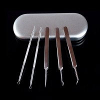 5pcs Blackhead Extractor Tool Set Stainless Acne Needle Pimple Tweezers Comedone Acne Extractor