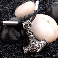 Viking Bracelet Ancient Goat Thor's Hammer Bracelet PU Chain Totem Amulet Wristband for Men Jewelry