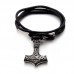 Viking Bracelet Ancient Goat Thor's Hammer Bracelet PU Chain Totem Amulet Wristband for Men Jewelry