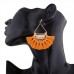 Women Ethnic Bohemia Boho Fan-shaped Tassel Fringe Dangle Drop Ear Stud Earrings