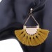 Women Ethnic Bohemia Boho Fan-shaped Tassel Fringe Dangle Drop Ear Stud Earrings