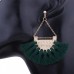 Women Ethnic Bohemia Boho Fan-shaped Tassel Fringe Dangle Drop Ear Stud Earrings