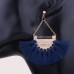 Women Ethnic Bohemia Boho Fan-shaped Tassel Fringe Dangle Drop Ear Stud Earrings