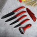 Ceramic Knives Peeler Knife Stand 6PCS Set Kitchen Knives Red Hollow Handle Cooking Tools