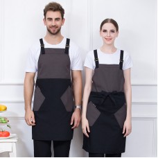 Adjustable Adult Black Stripe Bib Apron with 2 Pockets Chef Waiter Kitchen Cook