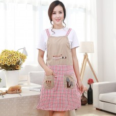 Adult Cotton Apron Kitchen Restaurant Cooking Bar Cafe Shop Work 2 Pockets Bib Strap Apron