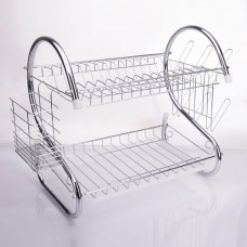 2 Tiers Kitchen Dish Cup Drying Rack Drainer Dryer Tray Cultery Holder Organizer