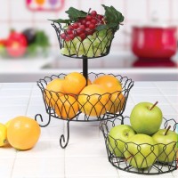 3-Tier Metal  Wire Basket Fruit Rack Holder Kitchen Bath Organizer Storage
