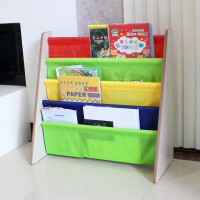Kids Book Shelf Sling Storage Rack Organizer Bookcase Display Holder Natural 