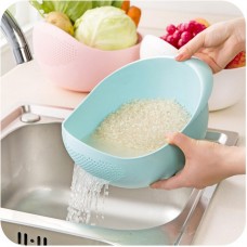 Plastic Rice Wash Bowl Vegetable Basin Sieve Fruit Colander Wash Basket Home