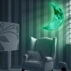 Fashion Glow in the Dark Green Crescent Moon Wall Decals Luminous