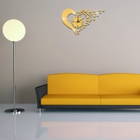DIY Home Modern 3D Mirror Wall Clock Love Sticker Home Living Room Decor 