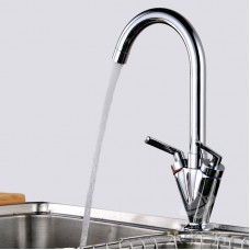 Brass Double Handles Kitchen Sink Tap Lifting Kitchen Mixer Round Swivel Kitchen Faucets  