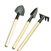 3PCS Set Shovel Rake Spade Wood Handle Metal Head Kids Tool Mini Garden Tools