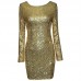 Sequins Gitter One Piece Dress Lady Sexy Backless Bodycon Scoop Neck