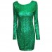 Sequins Gitter One Piece Dress Lady Sexy Backless Bodycon Scoop Neck